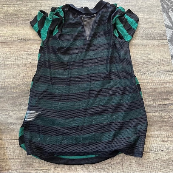 Sandro Tender Striped Mesh Top Green Black Size 2 - Picture 6 of 11